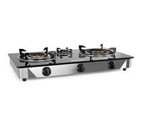 Orbegozo - FO 3520, Fornello a gas, 2 bruciatori, tripla corona gas, butano o propano, accensione piezoelettrica, superficie in vetro temperato, struttura in inox