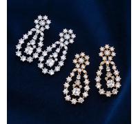 Orbitale Ciondolo Orecchini, Regina Elizabeth's, 5A Zircone Cubico Rodio O Oro