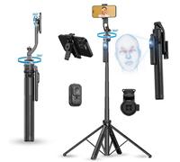 Orbitech Treppiede AI Face Tracking con controllo gestuale, bastone per selfie rotante a 360°, supporto regolabile per iPhone e Android, ideale per registrazione video, creazione di contenuti,