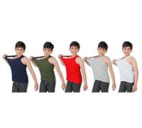 Orbiz Canottiere da Ragazzo/Ragazza, Confezione da 5 per Bambini, 100% Puro Cotone, Senza Maniche, da 3 a 13 Anni, Multicolore, 5-6 Anni