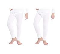 orbiz Confezione da 2 pantaloni termici per bambini, unisex, per ragazzi e ragazze, pantaloni lunghi (pantaloni) pantaloni invernali caldi, bianco, 13 anni