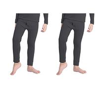 orbiz Confezione da 2 pantaloni termici per bambini, unisex, per ragazzi e ragazze, pantaloni lunghi (pantaloni) pantaloni invernali caldi, Carbone, 9-10 Years