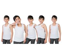 Orbiz Confezione da 5 Canottiere per Bambini | 100% Puro Cotone Interlock Gilet | Canotte Senza Maniche 3-13 Anni, Bianco, 11-12 Years