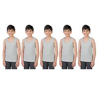 Orbiz Confezione da 5 Canottiere per Bambini | 100% Puro Cotone Interlock Gilet | Canotte Senza Maniche 3-13 Anni, Grigio, 5-6 Years