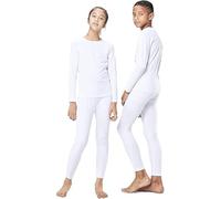 Orbiz Set di Biancheria Intima Termica per Bambini, Base Layer Invernale, Caldo, Completo con Calzamaglia Lunga e Maglietta a Maniche Lunghe, bianco, 11-12 Years
