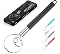 ORBLUE Frusta danese per impasti con manico rivestito in silicone, miscelatore in acciaio inox, nero