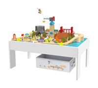 Orbrium Set da 112 pezzi per imparare e giocare, per bambini, con trenino in legno, adatto per Thomas Brio, Mellisa Doug, età 3, 4, 5, ragazzi e ragazze