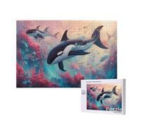 orca assassina Puzzle 1000 Pezzi Grandi Dimensioni per Adulti, Puzzle orca assassina Motivo Progettazione, Legna Jigsaw 75x50cm con Compact Box e Poster Incluso per Wall Decor, Regalo Donna, Model1480
