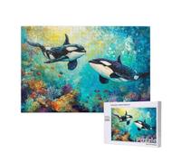 orca assassina Puzzle 1000 Pezzi Grandi Dimensioni per Adulti, Puzzle orca assassina Motivo Progettazione, Legna Jigsaw 75x50cm con Compact Box e Poster Incluso per Wall Decor, Regalo Donna, Model1320