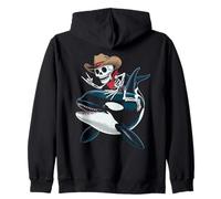 Orca Balena Cowboy Scheletro Halloween Felpa con Cappuccio