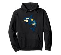 Orca Balena Notte Stellata Amante Animale Pittura Ragazzi Ragazze Bambino Felpa con Cappuccio