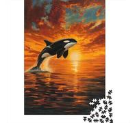Orca Jumping Sunset Puzzle Giochi 1000 Pezzi Regalo Per Lui E Per Lei Arte Interesting Puzzle Adulti Idea Regalo Per 38x26cm/1000pcs