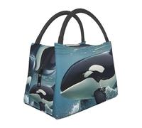 Orca Killer Whale Borsa per il pranzo per donne e uomini, isolata, riutilizzabile, a prova di perdite, con tasche laterali, contenitori per alimenti più freddi, grande borsa per pasti per lavoro
