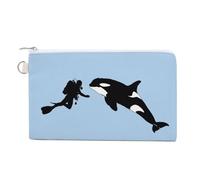 Orca Killer Whale Immersione Subacquea Personalizzato Tela Monete Borsa Cambiare Portafoglio Borsa Piccolo Trucco Borse per Uomo Donna 19,1 X 11,7 Pollici, Stile:, Taglia unica, MHXYZHW