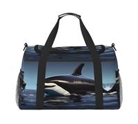 Orca Killer Whale Print Travel Duffel Bag con cerniere e manici, grande borsone pieghevole per vacanze in famiglia, Nero , Taglia unica