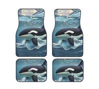 Orca Killer Whale - Set completo di 4 tappetini per auto, per tutte le condizioni atmosferiche, anteriori e posteriori, antiscivolo, universali, decorativi per interni