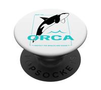 Orca Proteggi le balene tema balena assassina del mare PopSockets PopGrip Adesivo