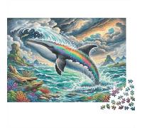 Orca Puzzle in carta Balena arcobaleno che salta nell’oceano puzzle per bambini 12+ regalo di Natale divertente 52x38cm/1000 pezzi