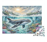 Orca Puzzle Sfida da 1000 Pezzi Orca che Salta sopra una Cascata per Adulti Ragazzi e Anziani Gioco per la Mente 52x38cm/1000 pezzi