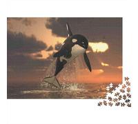 Orca Salto tramonto Rompicapo 1000 Pezzi In puzzle in Cartone Premium,Un Puzzles Per Giochi Di Puzzle Per Lo Sviluppo Cognitivo,Ideale Per Passatempo Per Anziani,Il Puzzle Più Venduto 70x50cm/1000