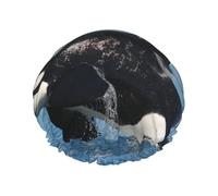 Orca stampata,Cuffia da doccia, cuffia da notte, doppio strato, impermeabile, elastica, riutilizzabile.
