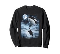 Orca Ululando alla Luna 90's Retro Sea Animal Felpa