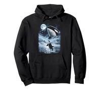 Orca Ululando alla Luna 90's Retro Sea Animal Felpa con Cappuccio