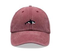 Orca Whale Berretto da baseball vintage lavato unisex cappello papà regolabile, Rosso, Taglia unica