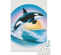 Orca Whale Ocean Art Print Jigsaw Puzzle Impossibili 1000Pcs Decorazione Per La Casa. Rilassamento E Intelligence Per Adulti E Ragazzi Da 14 Anni 38x26cm/1000pcs