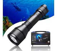 ORCATORCH D550 Torcia Subacquea Led 1000 Lumen, Interruttore Magnetico | 3 Modalità: Alto/Basso/Lamp, Fascio 8°, IP68 Impermeabile, Cinturino Moschettone Bullone Inclusi, Immersioni Relitti Notturne