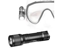 ORCATORCH D560 Mini torcia da testa per immersioni subacquee da 650 lumen, con clip girevole a 360°, faro di riserva subacqueo da 150 m con interruttore rotante (maschera da snorkeling non inclusa