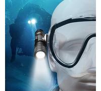 ORCATORCH D560 Mini torcia subacquea con interruttore rotativo per immersioni subacquee con clip girevole a 360 gradi, cordino, O-ring (non inclusa maschera da snorkeling) (nero)