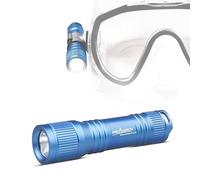 ORCATORCH D560 Mini torcia subacquea da 650 lumen, con clip girevole a 360°, faro di riserva subacqueo da 150 m con interruttore rotante (non inclusa maschera da snorkeling) (blu)