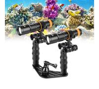 ORCATORCH D710V MK2 Sistema Video Torcia Doppio 4600 Lumen, 120° Grandangolo con Bianca, Rossa e Fluorescenza, Staffa e Bracci, IP68 Impermeabile Torcia Subacquea per Video, Foto e Immersione