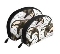 Orche dell'acquerello, Borsa per trucco a conchiglia Portamonete da donna Borsa da toilette piccola Borsa per cosmetici 2 pezzi