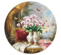 Orchid 1000 Pieces Jigsaws Stress Reliever Difficult Challenge for Adults Kids Unique Challenge Games vase Round Puzzles Family Game Gifts And Gifts 1000pcs (67.5x67.5cm)