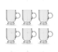 Orchid Royal Leerdam Sentido Expresso - Set di 6 tazze da cappuccino e cioccolata calda con manico, in vetro trasparente, per bevande calde, caffè espresso