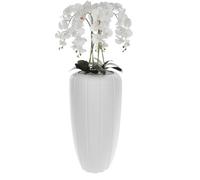 Orchidea artificiale bianca in vaso bouquet di fiori H 125 cm vaso bianco