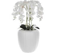 Orchidea artificiale bianca in vaso bouquet di fiori H 90 cm vaso bianco