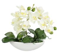 Orchidea artificiale in ciotola, 27 cm, fiore artificiale, orchidea artificiale Phalaenopsis con vaso per piante artificiali, decorazione per matrimoni, farfalla Phalaenopsis, fiori decorativi in
