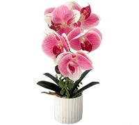 Orchidea artificiale in vaso con consistenza liscia e finitura resistente allo sbiadimento per un fascino visivo costante nel tempo (rosa a righe)