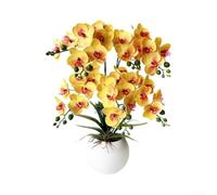 Orchidea artificiale Phalaenopsis 50 cm - Vaso da fiori in seta realistica per la casa per arredamento ufficio soggiorno camera da letto bagno viola giallo bianco (giallo)