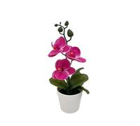 Orchidea artificiale Phalaenopsis bonsai, orchidea farfalla finta in vaso, fiore di plastica realistico per decorazione soggiorno ufficio e soggiorno, cuore viola (fucsia)