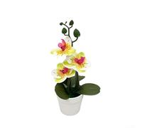 Orchidea artificiale Phalaenopsis bonsai, orchidea farfalla finta in vaso, fiori di plastica realistici per soggiorno, ufficio, cuore viola (verde e bianco)