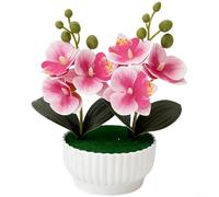 Orchidea artificiale Phalaenopsis con struttura realistica delle foglie per tema botanico coesivo in interior design (cuore viola)