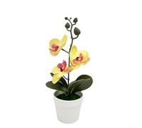 Orchidea artificiale Phalaenopsis, piante finte decorative bonsai piccole piante artificiali in vaso, per casa, ufficio, auto decorazione (giallo)