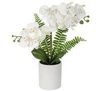 Orchidea Finta Bianca in Vaso, Orchidea Artificiale da interno, 15.9”/ 40CM Decorativo Vero Tocco Bonsai Tavolo da Pranzo centrotavola Ornamento da Bagno