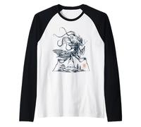 Orchidea Mantis Monte Fuji Estetica Giapponese Maglia con Maniche Raglan