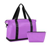 Orchidea media tinta unita puro viola puro borsone da viaggio Weekender / Pernottamento con cinghia regolabile per viaggiare Pieghevole, Orchidea media tinta unita Tinta unita Viola puro Plain, taglia