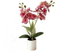 Orchidea Phalaenopsis artificiale, 43 cm, fiori finti in vaso, decorazione realistica a forma di orchidea farfalla, materiale di colla morbida, bassa manutenzione, ufficio domestico (rosa maculato)